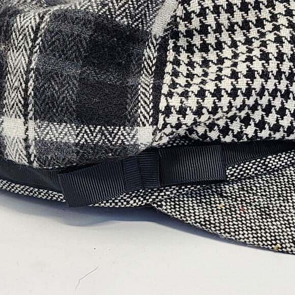 Vintage Joe Boxer Plaid Grey Black Beret Hat - Picture 8 of 9